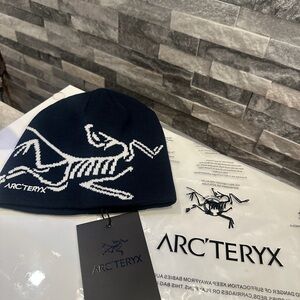 Arc'teryx Dark Blue Beanie with White Logo